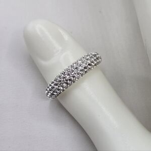 Swarovski Crystal Elements Silver Band Ring Size 8.75 Prom Bridal